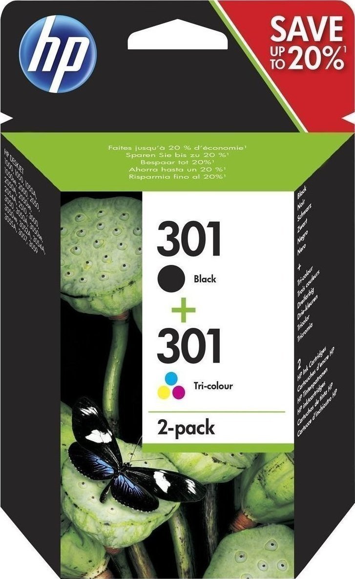 20171013163956_hp_301_black_tri_color_2_pack_n9j72ae.jpeg HP Ink N9J72AE / 301 Multipack BK,C,M,Y - Image 1
