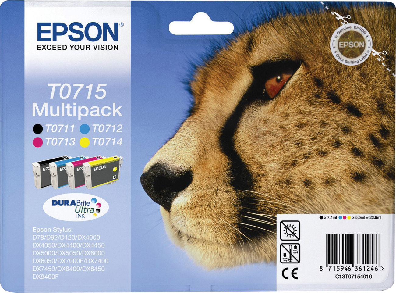20171130145845_epson_t0715_multipack_c13t071540.jpeg Epson Ink C13T07154012 / T0715 Multipack BK,C,M,Y - Image 1