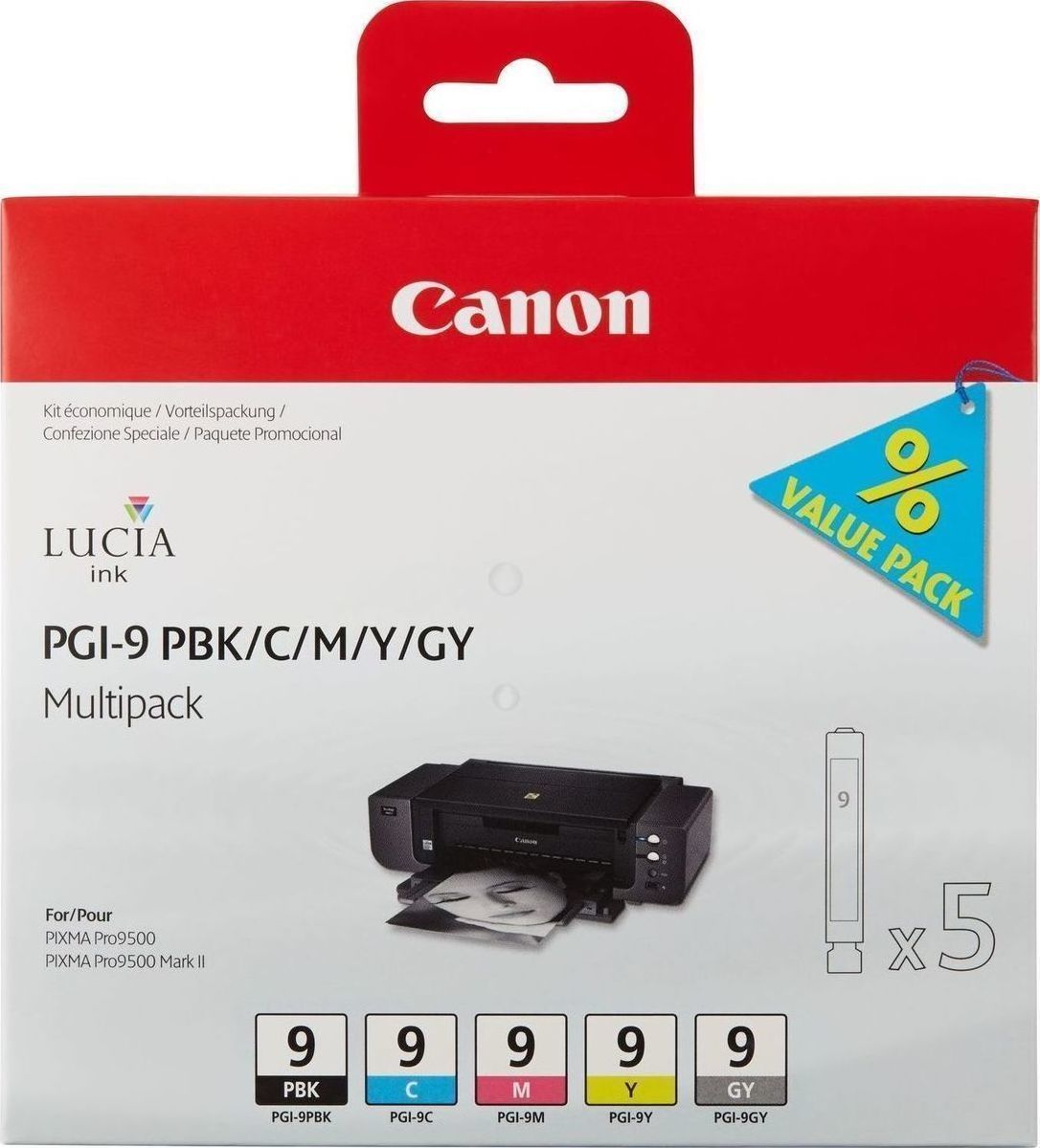 20171201152411_canon_pgi_9_pbk_c_m_y_gy_multipack_1034b013.jpeg Canon Ink 1034B013 / PGI-9 PBK,C,M,Y,GY - Image 1