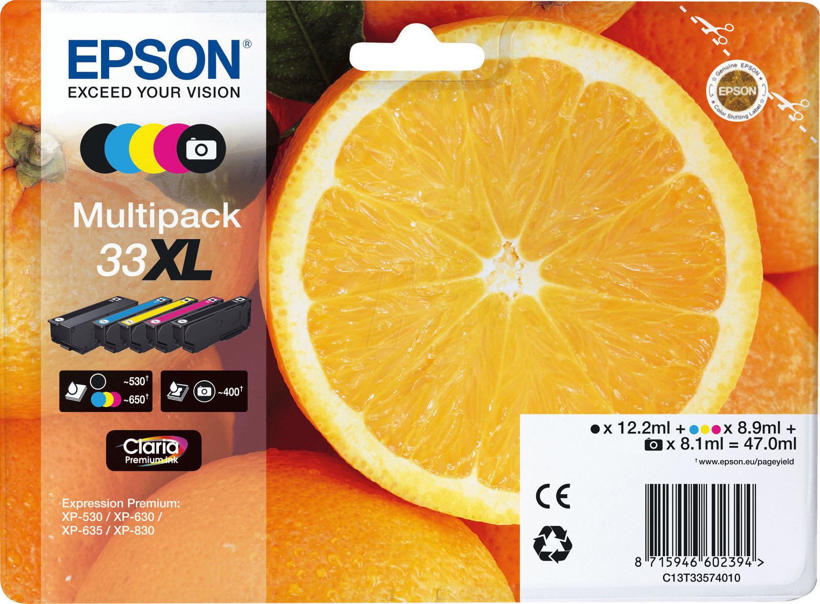 20171201154016_epson_33xl_multipack_c13t335740.jpeg Epson Ink C13T33574011 / 33XL Multipack BK,PBK,C,M,Y - Image 1