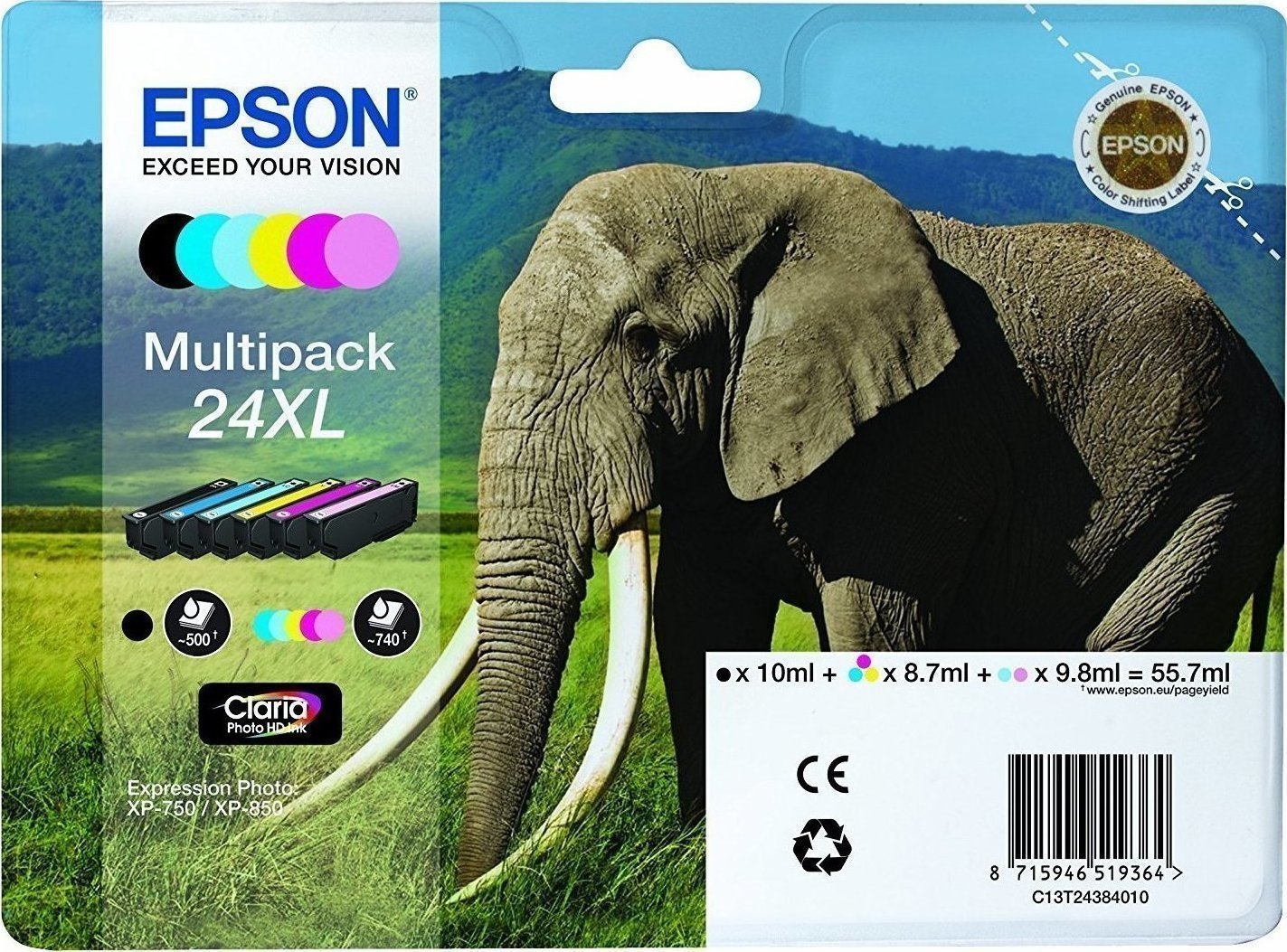 20171201170649_epson_24xl_color_multipack_c13t24384011.jpeg Epson Ink C13T24384011 / 24XL Multipack BK,C,M,Y,PC,PM - Image 1