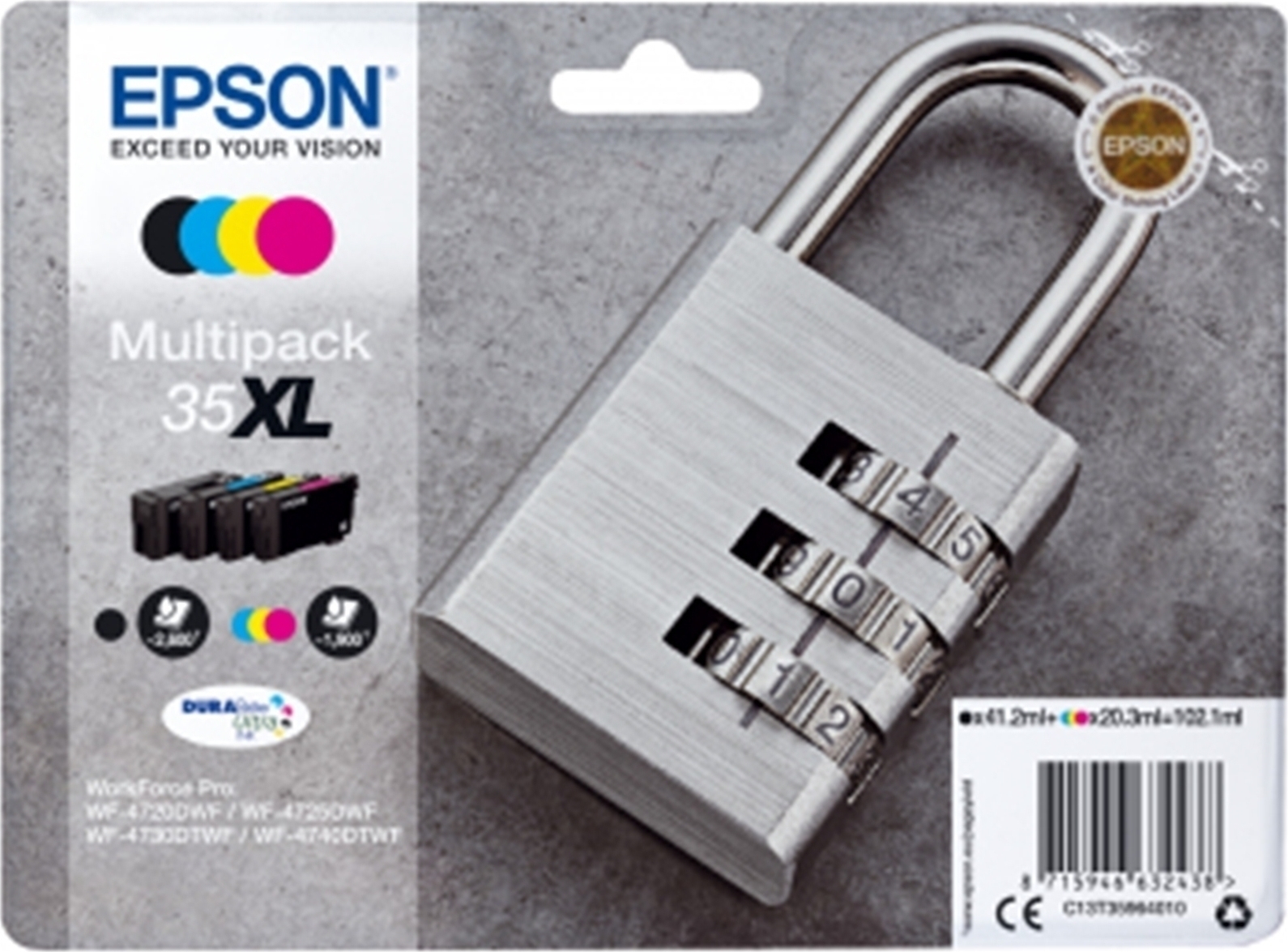 20171207151711_epson_35xl_multipack_c13t359640.jpeg Epson Ink C13T35964010 / 35XL XL Multipack BK,C,M,Y - Image 1