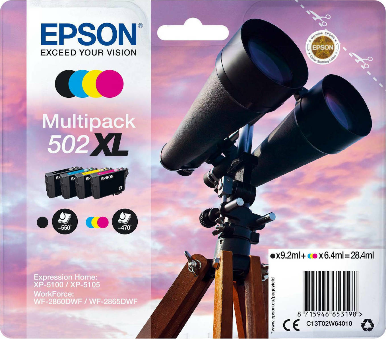 20210222132611_epson_502xl_multipack_c13t02w640.jpeg Epson Ink C13T02W64010 / 502XL XL Multipack BK,C,M,Y - Image 1