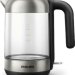 Philips Series 5000, HD9339/80, Glas Wasserkocher, Schwarz/Silber