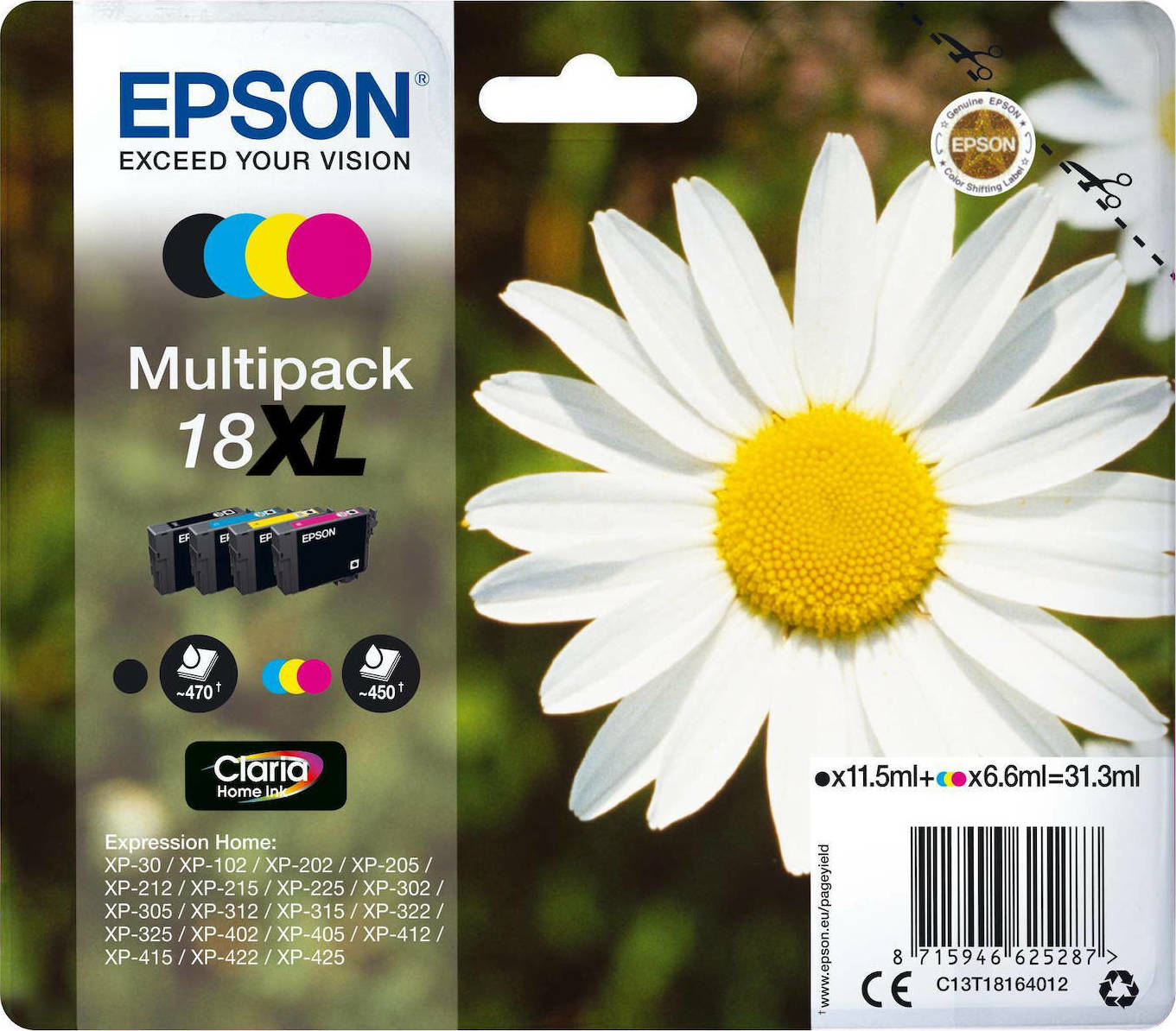 Epson Ink C13T18164012 / 18XL XL Multipack BK,C,M,Y - Image 1