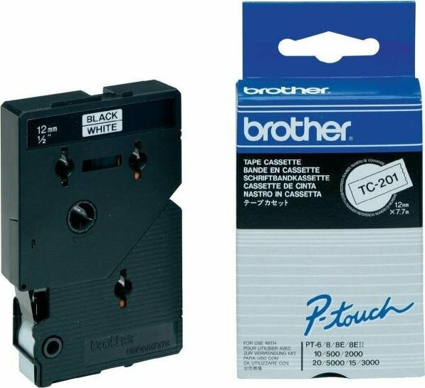 Brother Ribbon TC201 / TC-201 Black on White - Image 1