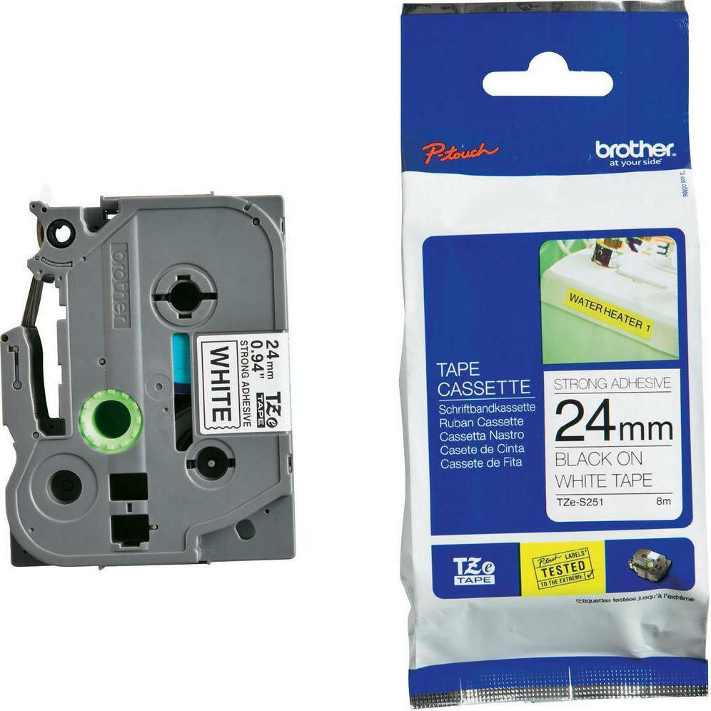 20211115111748_brother_tze_s251_tainia_etiketografou_8m_x_24mm_leyko.jpeg Brother Ribbon TZES251 / TZE-S251 Black on White - Image 1