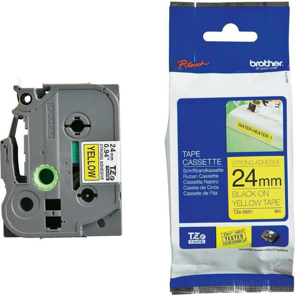 Brother Ribbon TZES651 / TZE-S651 Black on Yellow - Image 1