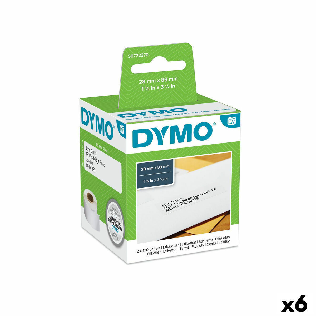 20230324140725_dymo_s8424301_130_aytokollites_etiketes_se_rolo_gia_ektypoti_etiketon_89x28mm_6tmch.jpeg Dymo LabelWriter Standard Adress-Etiketten 99010 - VE=2 Rollen - Image 1