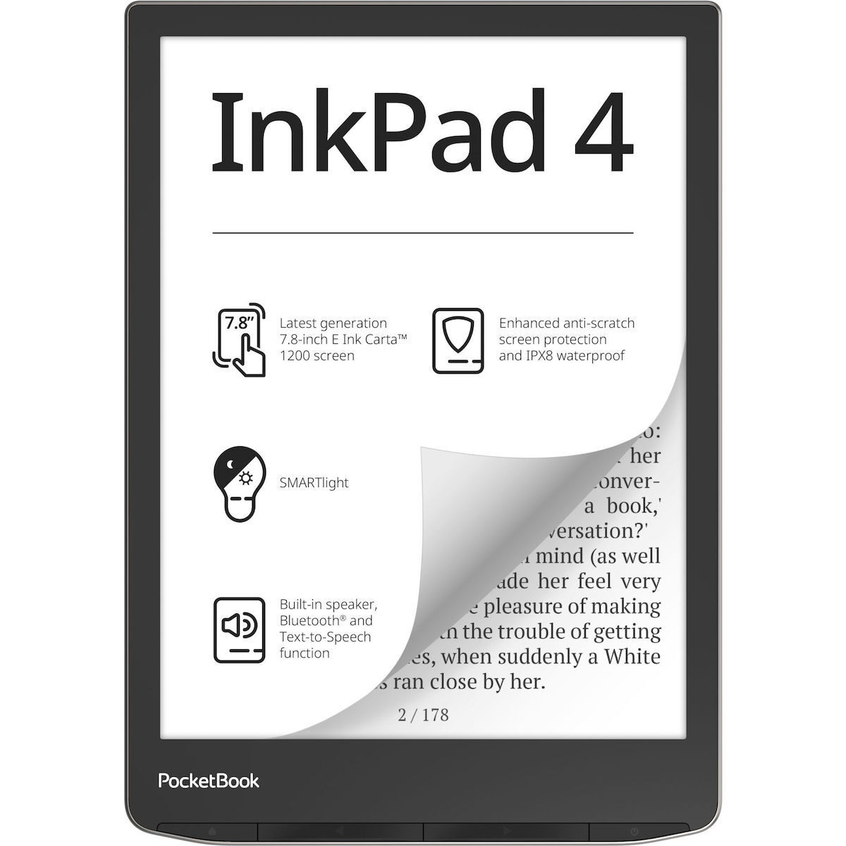 PocketBook eBook Reader PB743G-U-WW / InkPad 4 EU L Silver/Black - Image 1