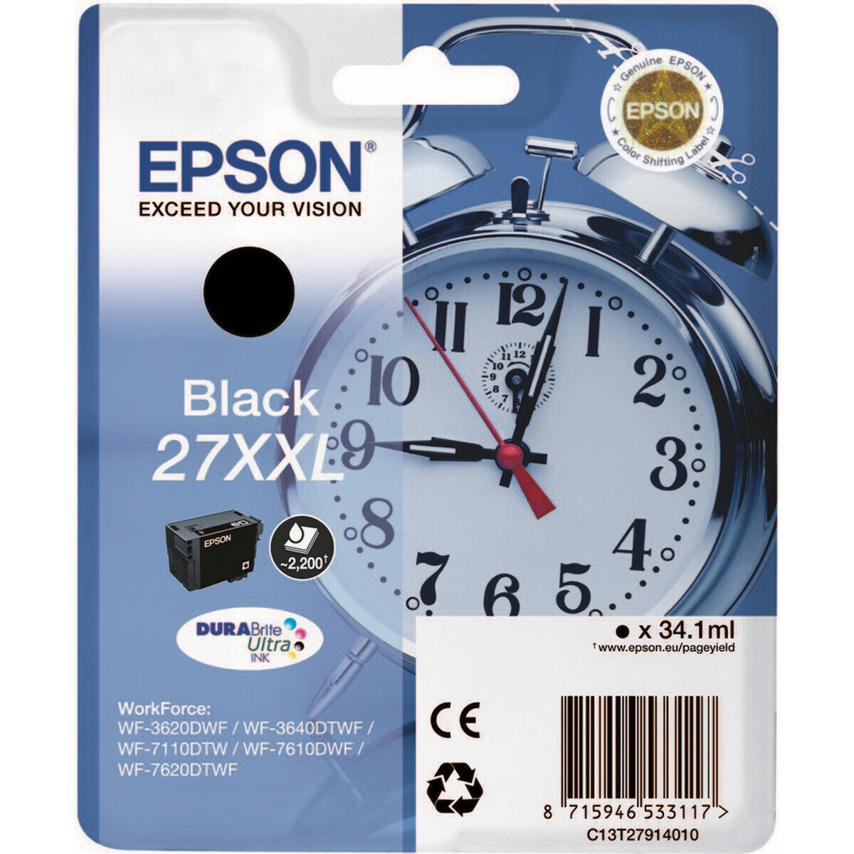 Epson Ink C13T27914012 / 27XXL XXL Black - Image 1
