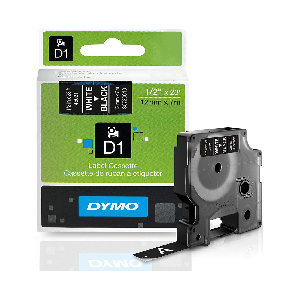 20240613114028_dymo_tainia_etiketografou_7m_x_12mm_se_leyko_chroma_s0720610.jpeg Dymo Ribbon S0720610 / 45021 White on Black - Image 1