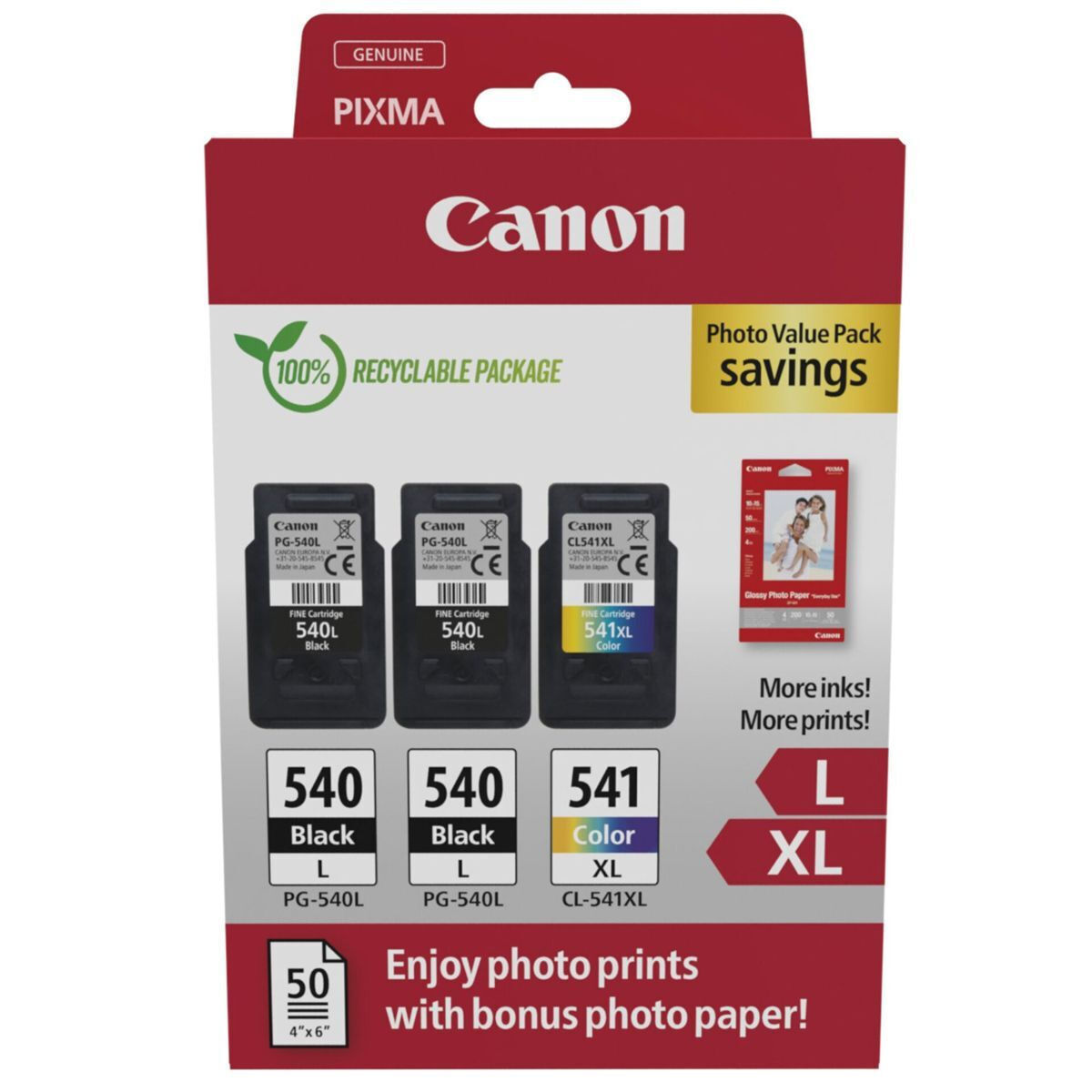 Canon Ink 5224B015 / PG-540L/CL-541XL XL Multipack 2xBK,C,M,Y - Image 1