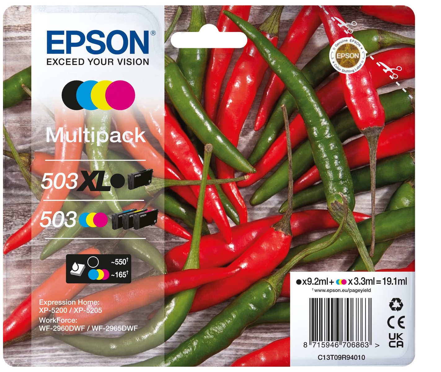 20250115114654_epson_503xl_503_gnisio_paketo_4_melanion_ektypoti_inkjet_kitrino_kyano_matzenta_mayro_c13t09r94010.jpeg Epson Ink C13T09R94010 / 503XL/503 XL BK,C,M,Y - Image 1