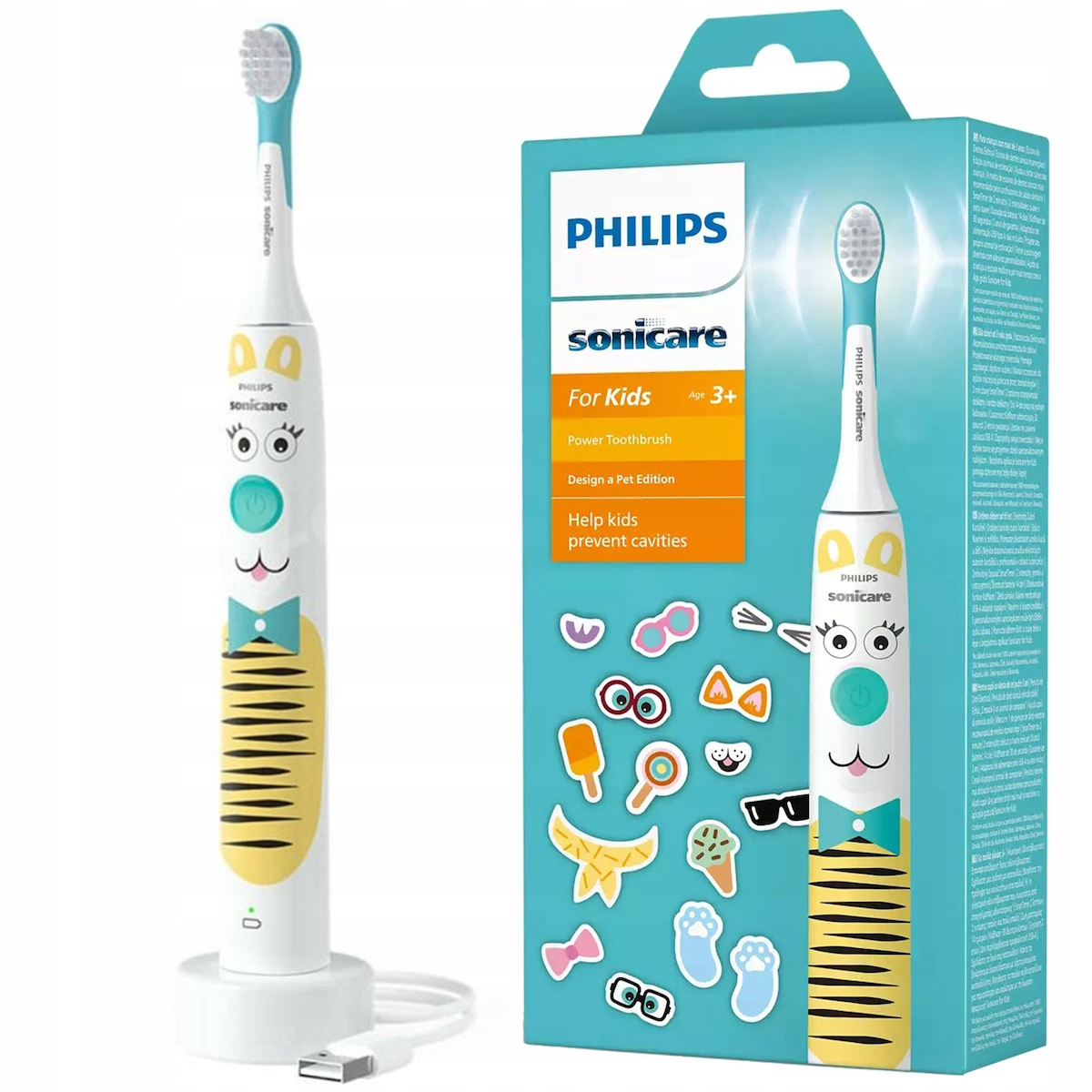 Philips Toothbrush HX3601/01 / For Kids Design a Pet Edition White - Image 1